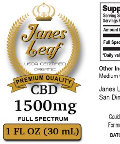 Janes Leaf CBD 1500mg label