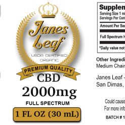 Janes Leaf CBD 2000mg label