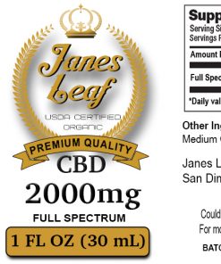 Janes Leaf CBD 2000mg label