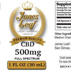 Janes Leaf CBD 500mg Bottle