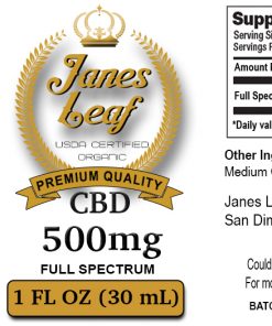 Janes Leaf CBD 500mg Bottle