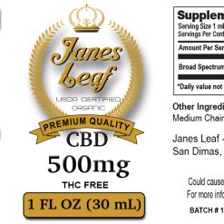 Janes Leaf CBD 500mg THC free label